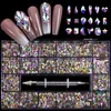 2500pcs Luxury Luxury Diamond Nail Art Art Hinaistones Décorations cristallines Set AB Glass 1PCS Pick Up Pen in Grids Box 21 Forme 240425