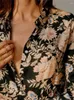 Blouses pour femmes chemises de soie imprimé de pivoine 2024 Début de printemps dame romantique à manches longues françaises Vintage Blouse et hauts