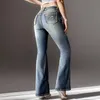 Frauenhose Capris Damen schlanker fit Hintern Heben ausgestattete Jeans Retro Jeans hohe Strecke Stickerei Baggy Jeans Lange Hosen Weibliche Kleidung Y240504