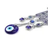 Nyckelringar Lucky Blue Glass Evil Eye Fatima Hanging Hamsa Hand Nyckelring Big Style Home Decoration Office Protector Ornament Keyring C Dhoyv