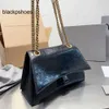 Balencig Le Cagole Hourglass Black Bag Crossbody B Handväska Kedjeväska Stor krossad kalvskinn Läder axelväskor Fashion Letter Gold Hårdvara Flap Magnetic Ha 1eti