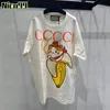 ccci x bananya luxury banana3頭の子猫の漫画の手紙プリント丸い首の綿汎用ファッションスリムカジュアル汎用男性女性夏半袖