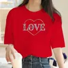 Camiseta feminina Novo verão Senhoras Carta de amor redonda Padrão impressão moda feminina camiseta curta Camiseta Y2K Cotton D240507