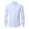 Herenjurken shirts 2023 mannen Franse manchetknopen shirts witte kraagontwerp vaste kleur jacquard stoffen heren jurk lange sles shirt d240507
