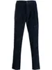 Designer Mens Pants 100% Cotton Kiton Pleated Corduroy Straight-ben byxor för man avslappnad lång byxa mörkblå