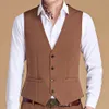 Жилетные мужчины мода повседневная высококачественная сплошная цветная сплошная грудь Slim Clim Light Business Busistcoat 240507