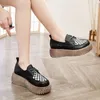 Dress Shoes 5.5cm Women Platform Wedge Fashion Autumn Mary Jane Designer Luxury Moccasins Authentic Elegance Spring Genuine Leather