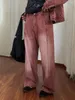 Męskie dżinsy Reddachic Patchwork Vintage różowy worek mężczyźni w trudnej sytuacji Bieled Bleached Casual Gread Noce Denim Pants Korean Y2K Streetwear