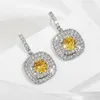 Boucles d'oreilles en peluche zakol luxe jaune géométrique carré cz drop boucle oreille pour femmes micro-incrustation cubique zircone