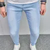 Jeans masculins élégants hommes simples jeans stretch crayon solide slim fit jogging pantalon denim pour hommes vêtements y240507