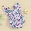 Rompers Baby Clothing Girls Fly Sleeve Print Infant Bodysuit الملابس الصيفية للأشهر اليومية غير الرسمية H240507