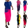 Casual Dresses Loose Slit Women'S Summer T Shirt Maxi Dress Batwing Sleeve Crewneck Elegant And Pretty Vestidos