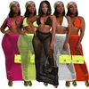 Zweiteiliger Kleid Anjamanor Hollow-out Häkel sexy Sommer zweiteilige Set und Röcke passende Sets Beach Cover Up Neon Club Outfits D48-DD20 T240507