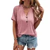 Camicette da donna Donne Twist Button Tee Stylish Summer V-Shirt Collection Casual Half Placket Colore Solido Fit Pullover