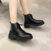 Boots Women Boot 2024 Plus Size Motorcycle Ankle Platform Anti Slip Lacing Black Leather Oxford Sports Shoes