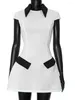 Robes de fête Fantoye Col de rendement des femmes Zipper Femmes Dress Blanc Short Manche décontractée Mini jupe féminine Smon Slim Elegant Clubwear 2024