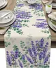 Eucalyptus bladeren paarse lavendel bloemen linnen tafel lopers feest decor keuken dineren bruiloft decoraties 240430