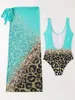 Women's Swimwear 2024 New Sexy Leopard Print One Piece Swimsuit And Beach Sarong Backless Monokini Bathing Suits Summer Beach Wear Swimming Suit Y240506