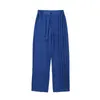 Herrbyxor 2022 Summer Korean Style Unique Pleated Design DrawString Pants Mens Mens Casual Loose Blue Suit Mens Trousera Size M-XL J240507
