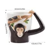 Tazze 3d a forma di animale dipinto a mano Cartoon Monkey Mug Ceramic Ceramica Disegno unico caffè con il regalo di compleanno