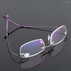 Zonnebrillen Sterkte 1.0- 4.0 Flexibele ultralichte Presbyopische bril Randloze geheugen Titanium leesglazen