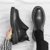 2024 New Men's Thick Bottom Martin Motorcycle Men Silp-on Ankle Casual Winter Boots Street Style