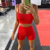 2 PCS Seamless Yoga Suit Women Sports Bra Vest High Waist Leggings Shorts Outfit Gym Set Fitness Workout Clothes Sportswear A056 240507