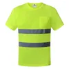 Motorcycle Apparel Safety T-Shirts High Visibility Reflective Shirts Short Sleeve Construction Work For Men