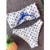 Kvinnors badkläder kvinnor baddräkt set kvinna 2 stycken polka-dot snörning bikinis semester strandkläder baddräkt mode 2024 H240507