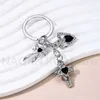 Keychains Lanyards Y2K Pretty Heart Wing Cross Cherry Keycahin Star Bow Key Ring Punk Metal Friendship Gift For Friend Handmade DIY Jewelry Set