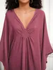 Femmes plage Wear Women Wear Edolynsa 2024 Femmes Plus taille Kaftan Summer Swimsuit Cover Up Up-Tadit V-Neck Batwing Sleeve Vacation Beach Robe Q1306 D240507