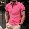 Camicie da uomo Nuova camicia da uomo estiva a gallina casual Solido colore della moda con lasso di moda Sports Top-shirt D240507