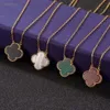 Clover Rose Gold Pendant Female Light Premium Agate S999 Sterling Sier Four-Leaf Halsband 8286