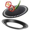 Accessories Round Iron BBQ Grill Pan Korean Meat Roast BBQ Grill Plate With Holder Non Stick Barbecues Cooking Pan Tools Easy Clean