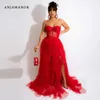 Basic Casual Dresses ANJAMANOR Elegant Sexy Evening Dresses 2023 Party Black Red S Through Lace Mesh Corset Maxi Dress Luxury Evening Gown D35-GI37 T240507