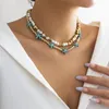 Ketens lacteo trendy gouden kleur onregelmatige ccb kralen ketting voor vrouwen imitatie parelster zeester vorm charme choker juwelen kraagfeest