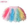 P1EY TUTUドレスDxton 2024 Girls Mini Skirtsカラフルなレイヤードケーキガールズスカートチュール不規則な幼児結婚式の誕生日パーティーチルドレン衣装D240507