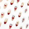 Faux ongles 24pcs coeur baroque faux ongles rouges french amander press on clous couvercle complet portable pour les femmes mode false nail patchs t240507