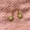 Dangle Kronleuchter langes Haar Prinzessin Sonne Ohrringe Damen Mode Hochzeitsfeier Schmuck Luxus weißer Opal Sonne Anhänger Gold plattiert Ohrringe xw