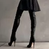 Ботинки 2024 Женщины ручной работы весны бедро высокие сексуальные каблуки с пряткой вокруг красивых красных туфлей для вечеринок в Fuchsia Us Plus 5-20