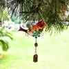 Dekorative Figuren Vintage Buntglas Vogel Wind Chimes im Freien Metall Sonnenbecher Türklingel für Fenster Hausgarten Yard Patio Rasen