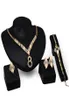 Bijoux de style africain Ensemble Fashion Femmes Rimestone Party Bijoux Luxury Bridal 18K Gold Geometric Wedding Bijoux 4-Piece S6047169