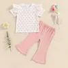 Ensembles de vêtements pudcoco enfants bébé fille des tenues d'été t-shirt à manches courtes et pantalon élastique à manches élastiques mignonnes vêtements 6m-4t