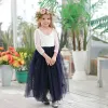 Eyelashes Wholesale Girl Princess Dress Ankle Length Wedding Party Dress Eyelash Back White Lace Beach Dress Children Clothing E15177