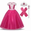 Golden Princess Dress Cosplay Bell Crown Magic Stick Party Kids For Girls Clothing Birthday Ball Gown 240413