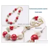 Beaded Necklaces Newest Design Christmas Kid Chunky Beads Necklace Red Gold Color Girl Bubblegum Jewelry For Children Drop Delivery Pe Dhzfw