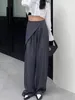 Women's Pants Chic Women Casual Loose Straight Floor Length Suits 2024 Spring Summer Office Ladies High Waist Wide Leg Trousers WP20