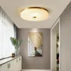 Plafonniers en marbre cuivre chambre salon post-moderne simple et luxe balcon lampe ronde légère