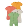 Rompers Kids Pajamas Onesies Bamboo Cotton Cotton Bembler Jumpsuit Summer Summer Baby Sleeve Soleve Solid Suitud for Newborn H240507