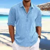 Polos masculinos ajustes sueltos para hombre transpirable para hombre de manga corta de camisa de verano en el dobladillo botones de color sólido suelto e informal softl2405